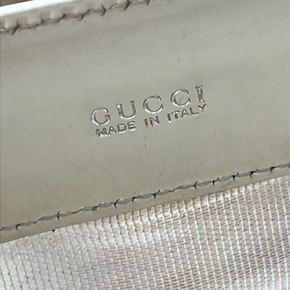 Auth. Gucci Mesh Handbag Nude Tote +pouch lightweight Nylon Leather Vintage - Picture 11 of 17